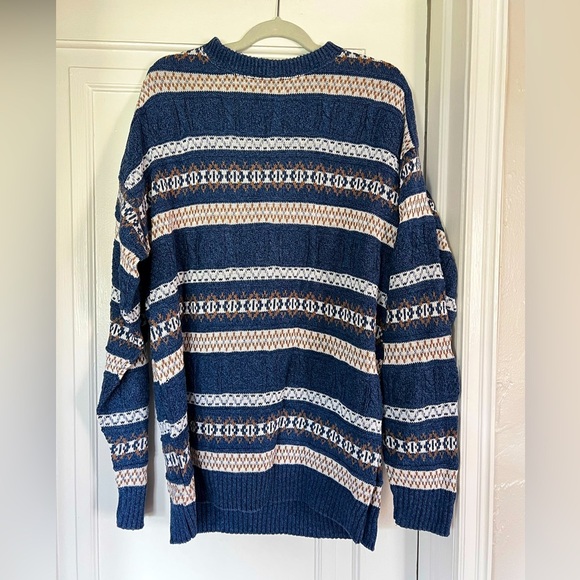 Vintage Navy Sweater XL 90s Slouchy Knit Grandpa Pullover Grunge Cottagecore - Picture 1 of 7